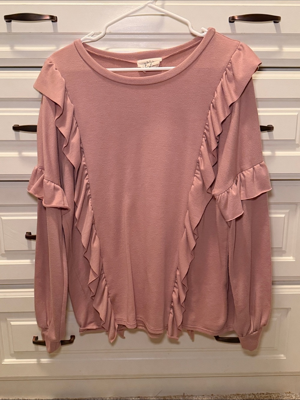 Fantastic Fawn Dusty Pink Ruffle Long-Sleeve Top